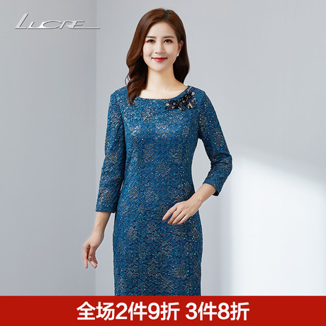 婚礼妈妈装高贵连衣裙女夏秋2018新款妈妈婆婆结婚礼服中老年女装商品大图