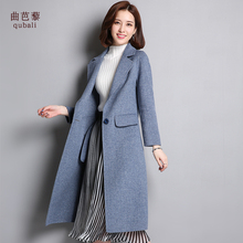 领外套 呢子西装 零羊绒双面呢羊毛大衣女中长款 曲芭藜2019春季新款