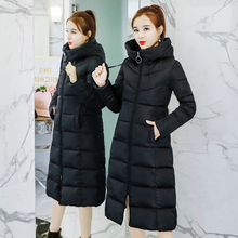 2018秋冬女装长款棉服韩版修身显瘦加厚棉袄大码过膝冬装棉衣外套图片