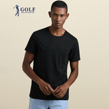 GOLF/高尔夫潮流纯色体恤韩t半袖圆领修身纯棉男士短袖净色T恤男