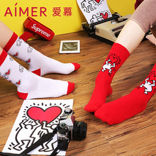 爱慕KeithHaring 2件包 女式棉袜AM943011