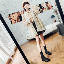 毛衣女宽松韩版学生冬季外套秋装格子女装潮2018新款针织开衫衣服图片