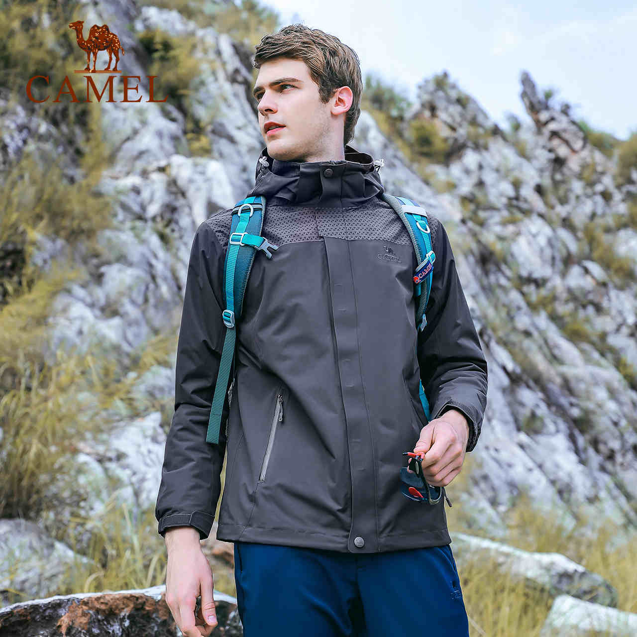 [2019 New Product] Camel Outdoor Men's Charge Coat Windproof, Warm Mountaineering Suit Trendy Brand Men's Charge Coat