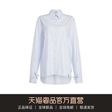 KENZO/高田贤三 2018春夏新款全棉蓝色翻领蝴蝶结长袖衬衫上衣女图片