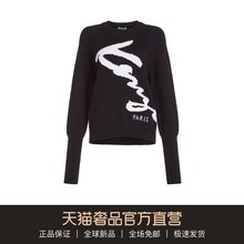 KENZO/高田贤三 2018春夏新款黑色圆领字母女士长袖针织上衣女秋图片