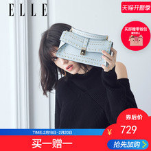 ELLE2019春夏新款 90387金属铆钉翻盖风琴包单肩斜挎包钉镶包女包