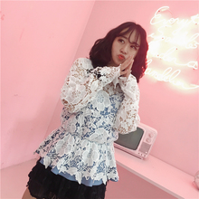 胖MM 假2件显瘦蕾丝衫 甜美吊带大码 春夏新性感蕾丝镂空花边罩衫