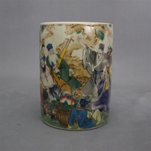 饰办公展柜摆件 粉彩人物八仙笔筒景德镇仿古陶瓷家居装 同治款 特价