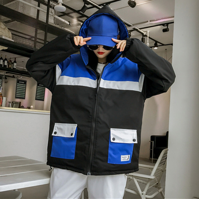 秋冬季韩版学生宽松拼色棉衣棒球服原宿bf加厚棉服情侣港风外套女