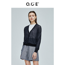 OCE女装2019夏季新款毛织外套薄款优雅气质开衫外套空调衫女通勤