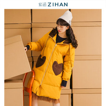 紫涵女装羽绒服女2018新款白鸭绒中长款派克服女秋冬季森女系外套图片