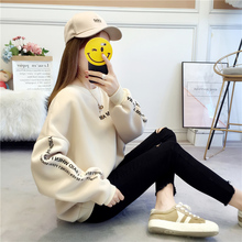 早秋卫衣女装2018新款韩版宽松百搭加绒上衣潮ins初秋长袖打底衫图片