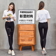 2018新款春秋夏装韩版破洞牛仔裤女显瘦修身小脚高腰女装铅笔裤子图片