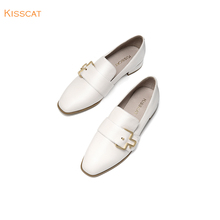 KISSCAT接吻猫2018年春秋季女鞋小皮鞋女英伦平底一脚蹬乐福鞋