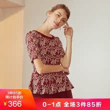 JUZUI/玖姿奥莱店2018秋装新款短袖针织衫上衣女收腰显瘦图片