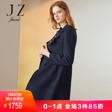 JUZUI/玖姿玖姿奥莱2018冬装西装领单排扣大衣女外套收腰显瘦图片
