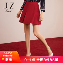 JUZUI/玖姿奥莱女装2018秋装新款假口袋红色短裙女半身裙裤图片