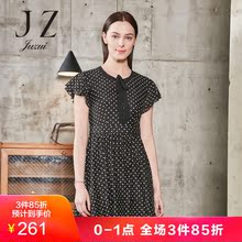 清仓特卖玖姿奥莱2017夏装新款裙子波点圆领优雅连衣裙女图片