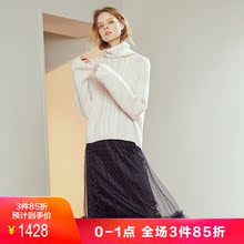 玖姿奥莱店2018新款慵懒风保暖羊毛混纺高领套头针织毛衣女图片