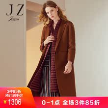 JUZUI/玖姿2018冬装新款西装领羊毛双面呢中长款大衣女图片