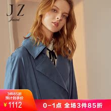 JUZUI/玖姿奥莱店2018秋装大翻领中长款双排扣风衣女腰带款图片