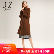 JUZUI/玖姿2018冬装西装领双排扣双面呢羊毛呢子大衣女图片