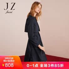 JUZUI/玖姿玖姿2018秋装新款时尚双排扣中长款风衣女腰带款图片