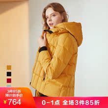 JUZUI/玖姿奥莱店2018冬装新款抽绳连帽白鸭绒羽绒服女短款图片