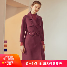 JUZUI/玖姿奥莱店2018冬装新款纯羊毛长款双面呢大衣女过膝图片