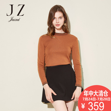 JUZUI/玖姿2018秋装新款弹力羊毛毛衫长袖针织上衣线衣商品大图