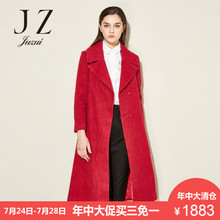 JUZUI/玖姿奥莱旗舰店2018冬装新款翻领纯色中长毛呢大衣女图片