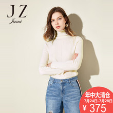 JUZUI/玖姿奥莱店长袖短款上衣2018冬装新款高领套头毛衫女图片