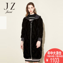 JUZUI/玖姿奥莱店2018冬新款休闲H型外套新款长款丝绒羽绒服女图片