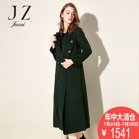 玖姿奥莱店大衣2018冬装羊毛呢子双面尼大衣商品大图