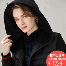 JUZUI/玖姿奥莱店2018冬装新款长袖单排扣螺纹修身羽绒外套图片