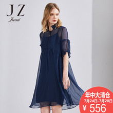 JUZUI/玖姿2018夏新款宽松中长款连衣裙女短袖休闲女裙图片