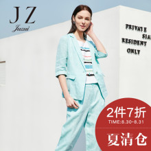 JUZUI/玖姿奥莱店夏装新款亚麻清新小西装七分袖女装图片