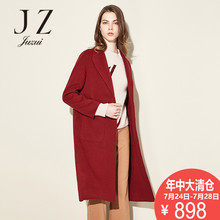 JUZUI/玖姿呢子羊毛大衣女新款中长款加厚双面尼长袖大衣女图片