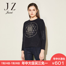 JUZUI/玖姿奥莱店2018冬装新款抽象图案时尚套头单上衣图片