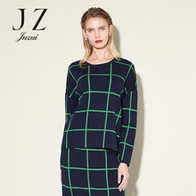 JUZUI玖姿奥莱韩版新款毛衫条纹女长袖宽松短款套头毛衫女图片