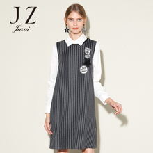 JUZUI/玖姿中长款裙子女2017秋季新款宽松无袖圆领连衣裙女图片