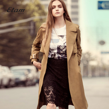 艾格Etam春秋简约干练纯色驳领风衣外套女8A013406734图片