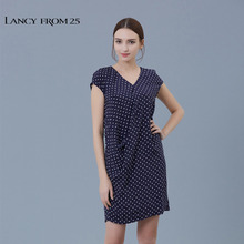 LIAA俪雅专柜正品女夏优雅几何印花短袖真丝连衣裙LA16203WOP325图片