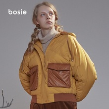 bosie 男女同款 18AW B358冬季新品短款羽绒服连帽拼接加厚外套图片