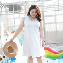 背心连衣裙 显瘦V领无袖 女装 针织打底衫 2018胖mm200斤夏装 甜觅大码