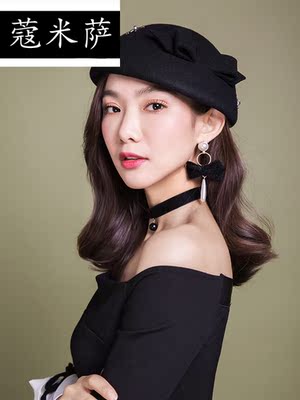QS913羊毛毡帽子女士英伦复古风小礼帽时尚圆顶俏皮贝雷帽空姐帽