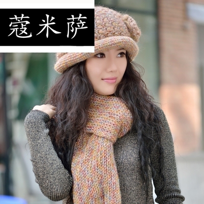 秋款老人帽子围巾羊毛套装中老年帽子女冬天老年人帽子 女 冬妈