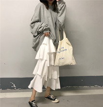 卫衣裙高腰蛋糕裙白色半裙 宽松款 2018秋新chic慵懒圆领长袖 GAGAI