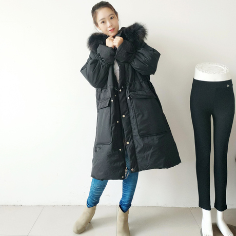 TENYSOVR/町书2018冬季新款女装韩版宽松大毛领羽绒服女中长款潮商品大图