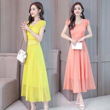 真丝连衣裙女裙2019新款气质重磅桑蚕丝纯色中长款夏图片